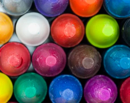 Close up of coloured crayons Stock Photos