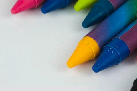 Close up of coloured crayons Stock Photos