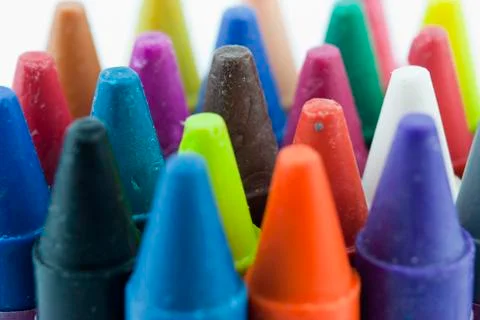 Close up of coloured crayons Stock Photos
