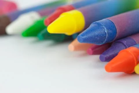 Close up of coloured crayons Stock Photos