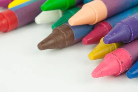 Close up of coloured crayons Stock Photos