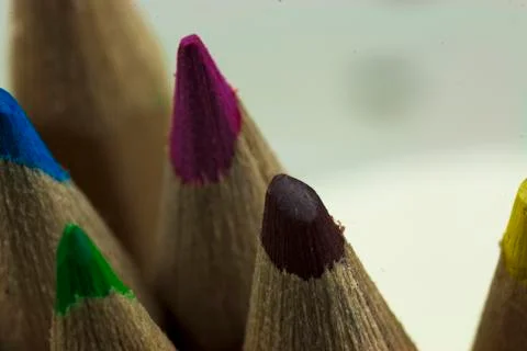 Close up of coloured pencils Stock Photos