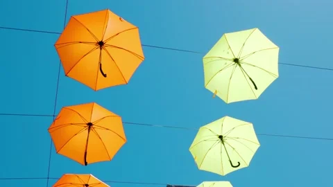 Close up colourful umbrellas Stock Footage 186751442