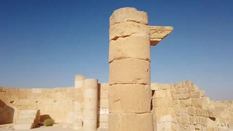 Close up of a column from the old city of  Ovdat, in the Negev Stock Footage 145390928