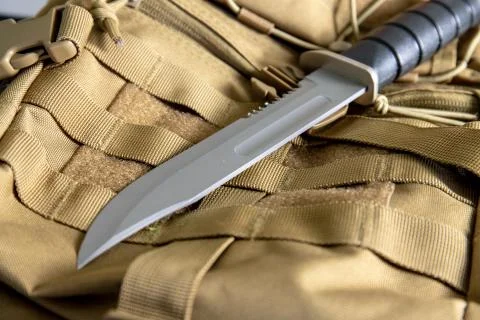 Close up of a combat knife Stock Photos