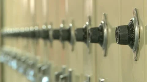 Close up of combination lock on locker (3 of 3) Stock Footage 10338371