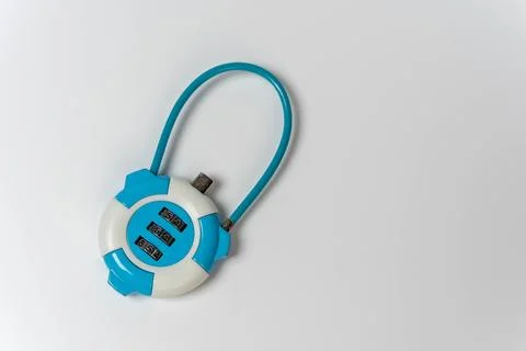Close-up of combination lock on white background with copy space Stock Photos