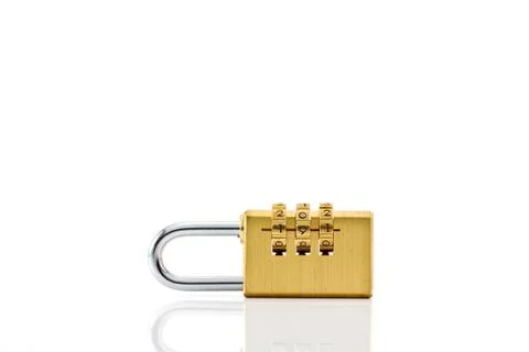 Close-up combination padlock isolated on white background Stock Photos