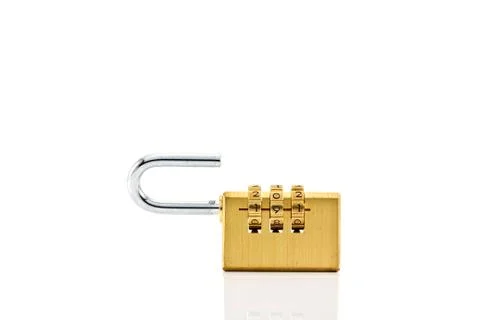 Close-up combination padlock isolated on white background Stock Photos