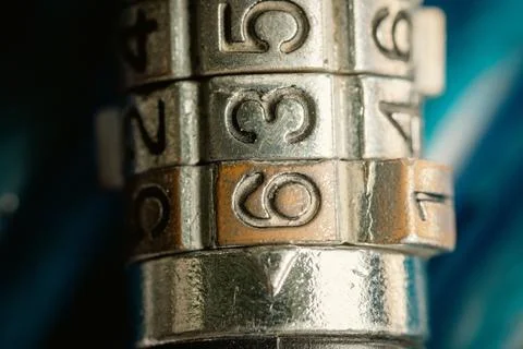 Close up combination padlock with number pattern Stockfoto's