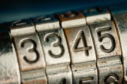Close up combination padlock with number pattern Stock Photos