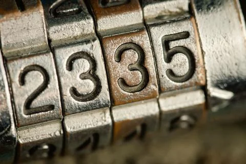 Close up combination padlock with number pattern 写真素材