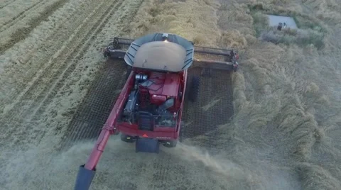 Close Up of Combine - Aerial Stock Footage 65318273