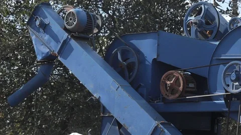 Close up of combine harvester side view Stock Footage 122766513