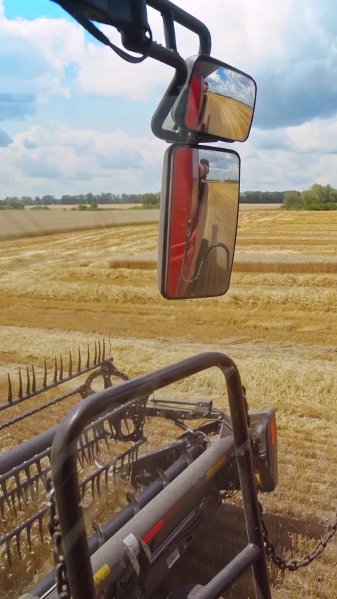 Close-up combine working in summer Stock Footage 299628966