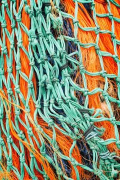 Close up of commercial fishing nets Stock Photos