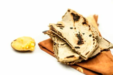 Close up of common or main ingredients of Malida isolated on white which are  Stock Photos