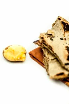 Close up of common or main ingredients of Malida isolated on white which are  Stock Photos