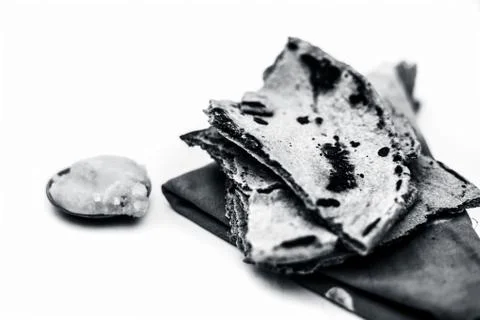 Close up of common or main ingredients of Malida isolated on white which are  Stock Photos
