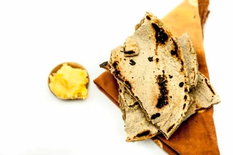 Close up of common or main ingredients of Malida isolated on white which are  Stock Photos