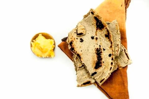 Close up of common or main ingredients of Malida isolated on white which are  Stock Photos