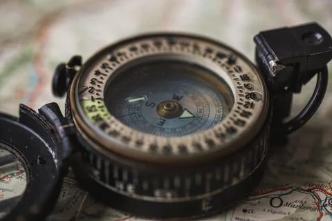 Close   up   of   a   compass Stock Photos