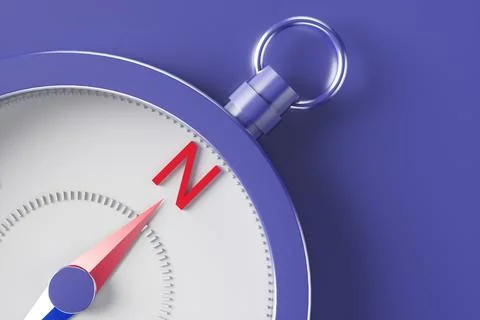 Close-up of a compass on a purple background. 3d render illustration Stock Illustration