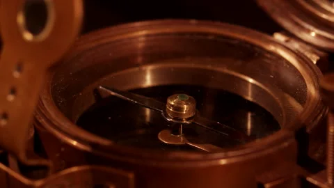 Close up compass on turntable Video stock 139871756