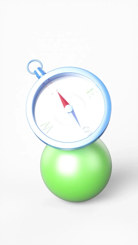 Close-up of a compass on a white background. Vídeo Stock 197045719