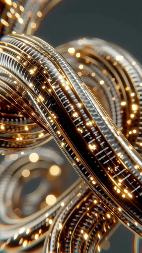 Close-up of complex glowing cable structure representing AI and futuristic netwo Stock Footage 313169273