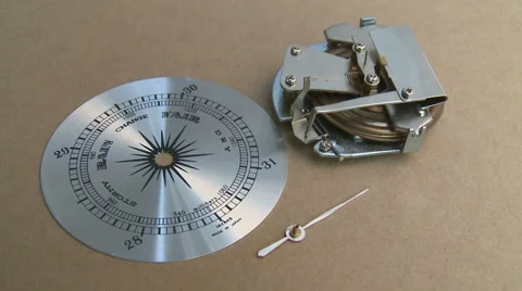 Close Up of the Componets of a Wall Barometer Stock Footage 54711932