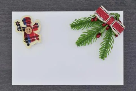 Close up of a composition of Christmas decorations with copy space Stock Photos