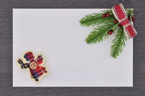 Close up of a composition of Christmas decorations with copy space Stock Photos