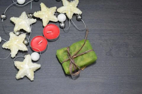 Close up of a composition of Christmas decorations Stock-Fotos
