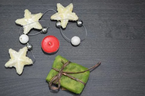 Close up of a composition of Christmas decorations 库存照片