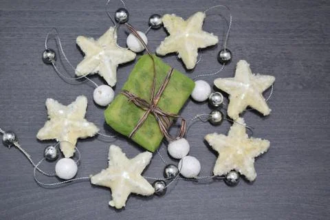 Close up of a composition of Christmas decorations Stock Photos