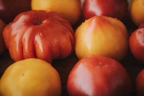 A close-up composition of ripe red, orange. Stock Photos