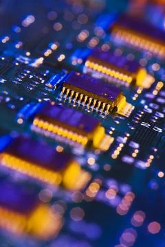 Close-up of computer chip and motherboard of PC computer Stock Photos