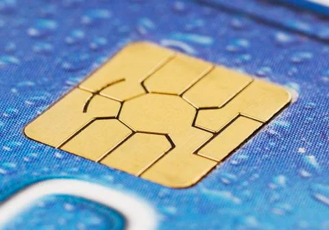 Close-up of a computer chip on a credit card Stock Photos