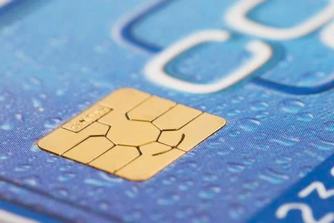 Close-up of a computer chip on a credit card Stock Photos