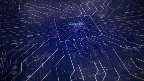 A close up of a computer chip on a motherboard Stock Photos