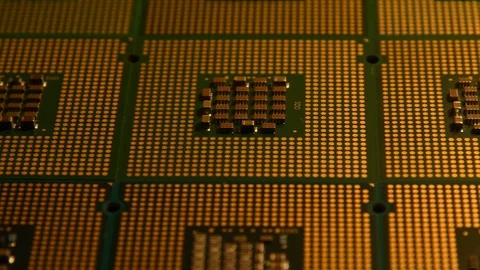 Close up on computer chips cpu. Shooting with slider. Stock Footage 91724838