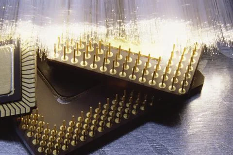 Close up of computer chips 스톡 사진