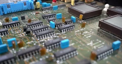 Close-up On Computer Circuit Board background technology Video stock 336585488