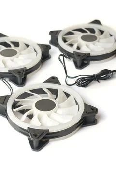 Close-up of computer cooling fans isolated Stock Photos