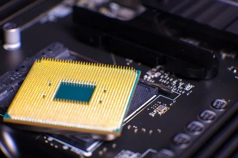 Close-up of a computer cpu on motherboard Stock Photos