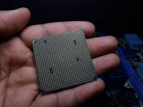 Close up of Computer cpu processor chip on circuit board ,motherboard backgro Stock Photos