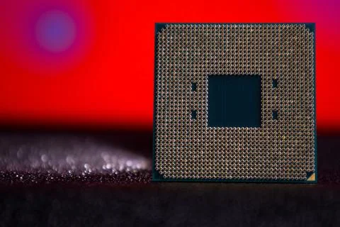 Close-up of computer cpu with red background Foto stock