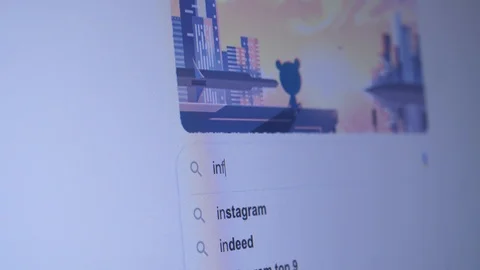 Close up of computer display with google searching about influencer Stock Footage 122790646