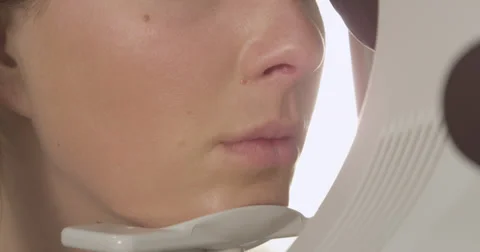 CLOSE UP: Computer eye test Stock Footage 37993121